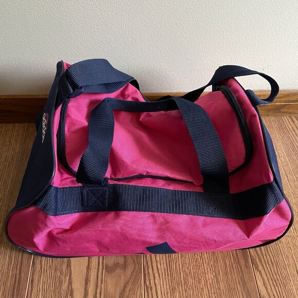 Adidas Pink Navy Logo Workout Travel Shoulder Strap Small Diablo Duffel Gym Bag - Picture 3 of 9
